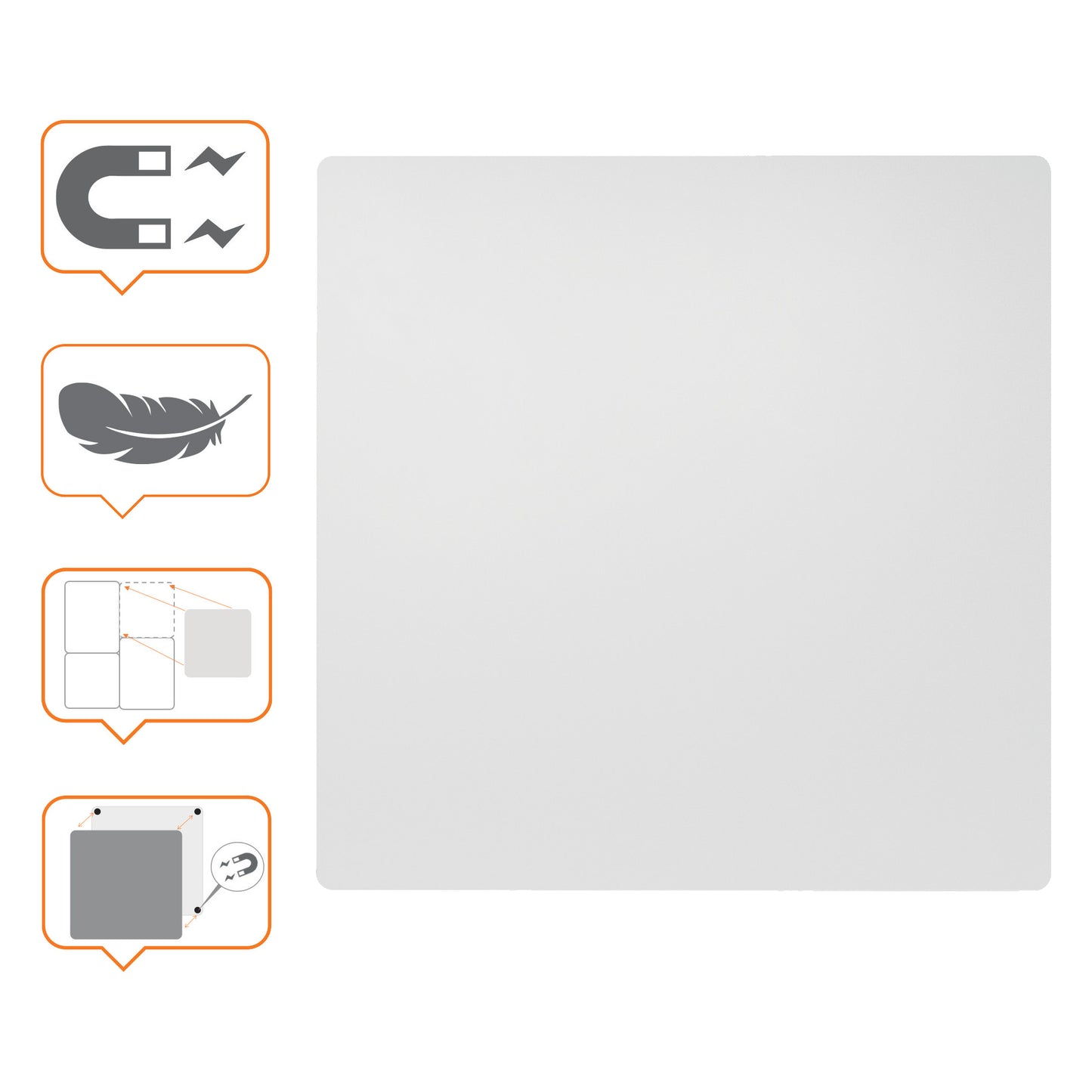 Lavagna magnetica modulare - senza cornice - 45 x 45 cm - acciaio - bianco - Nobo