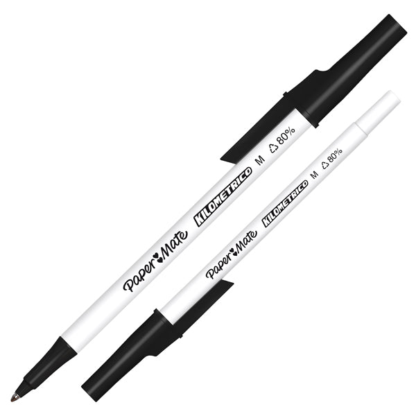 Penna sfera - cappuccio - Kilometrico Recycled - punta 1,0 mm - nero - Papermate