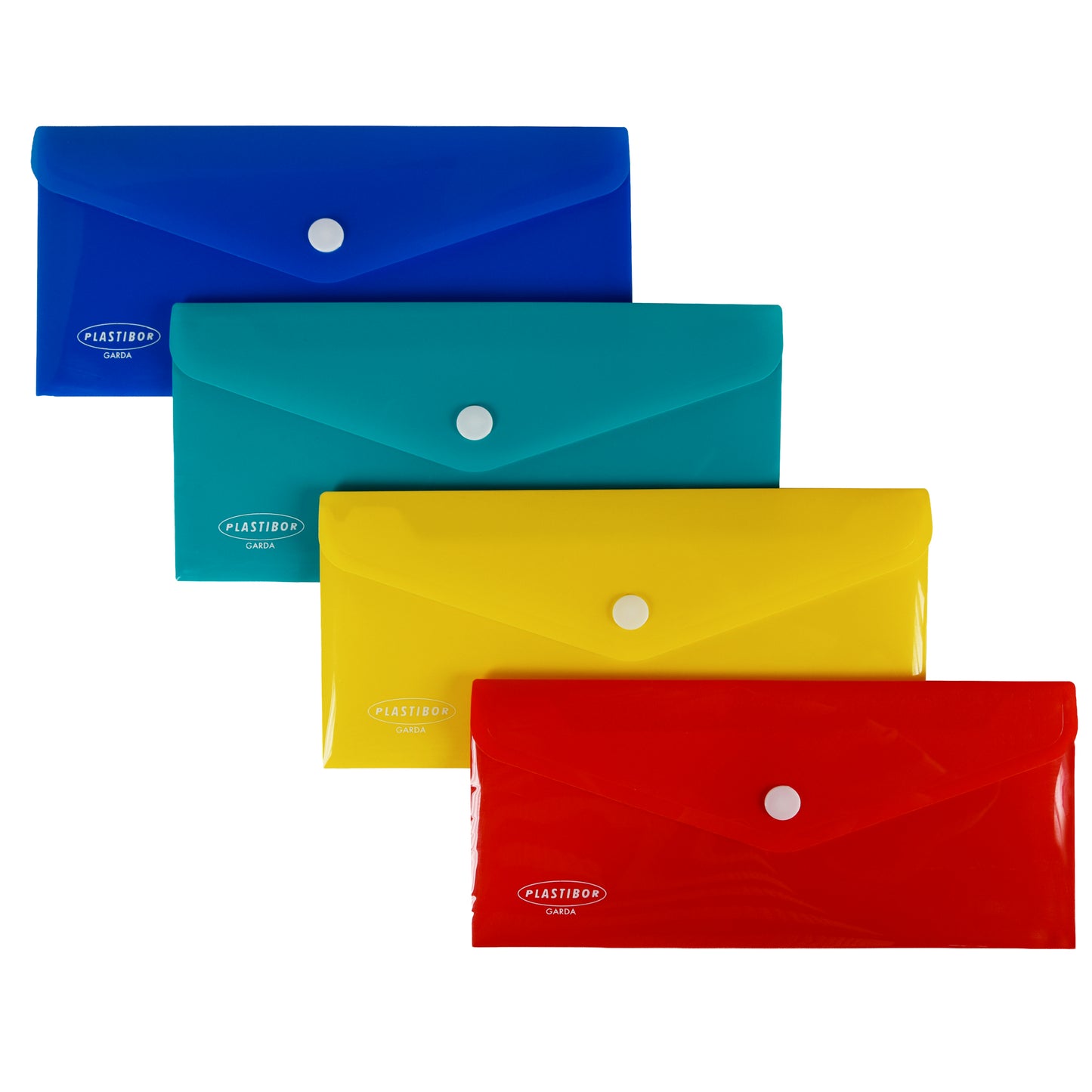Busta con bottone - PP - 22,5 x 12,5 cm - colori assortiti - Plastibor