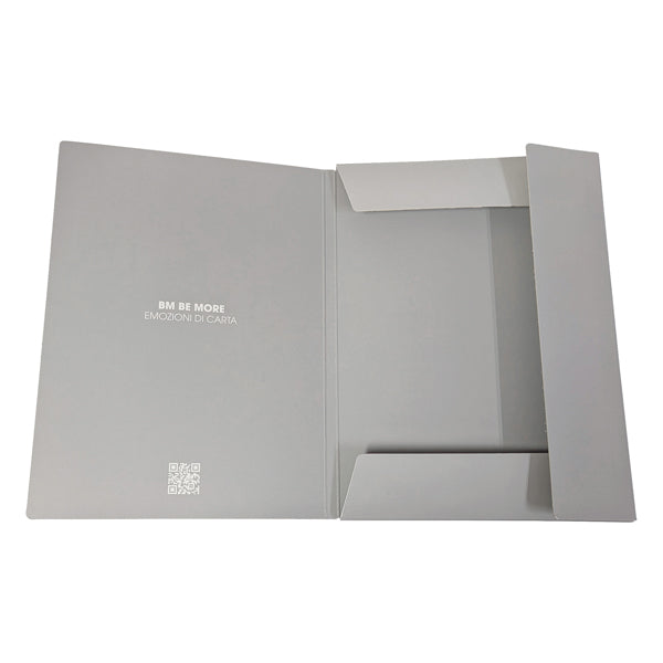 Cartella 3 lembi con elastico - A4 - dorso 1 cm - grigio chiaro - BM