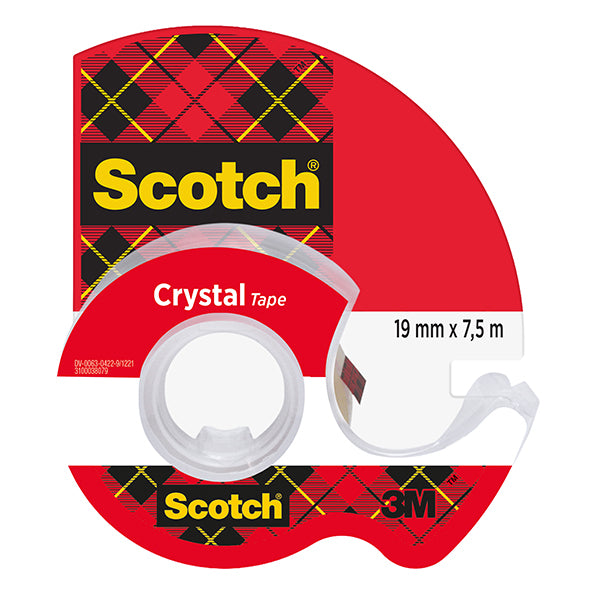 Nastro adesivo in chiocciola Crystal 600 - 19 mm x 7,5m - acrilico - trasparente - Scotch