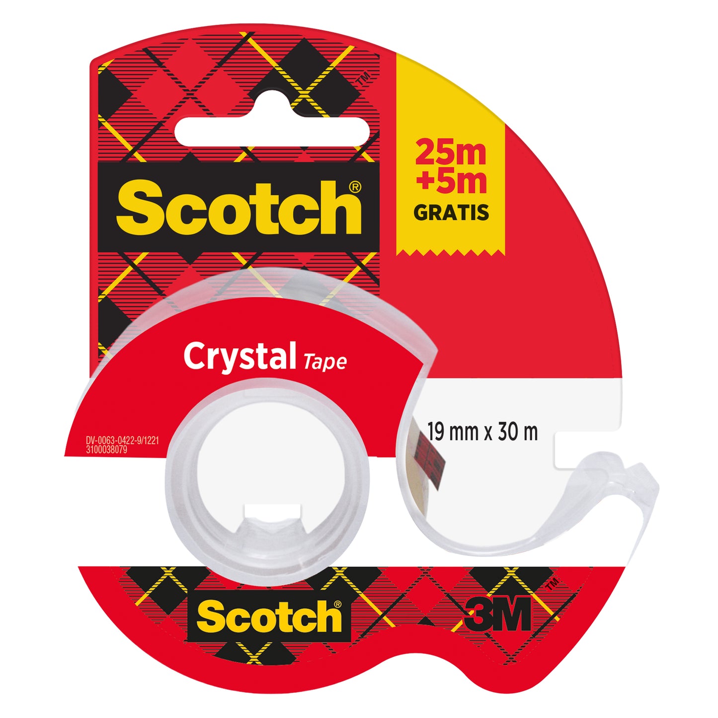 Nastro adesivo in chiocciola Crystal 600 - 19 mm x 25 m + 5m gratis - acrilico - trasparente - Scotch