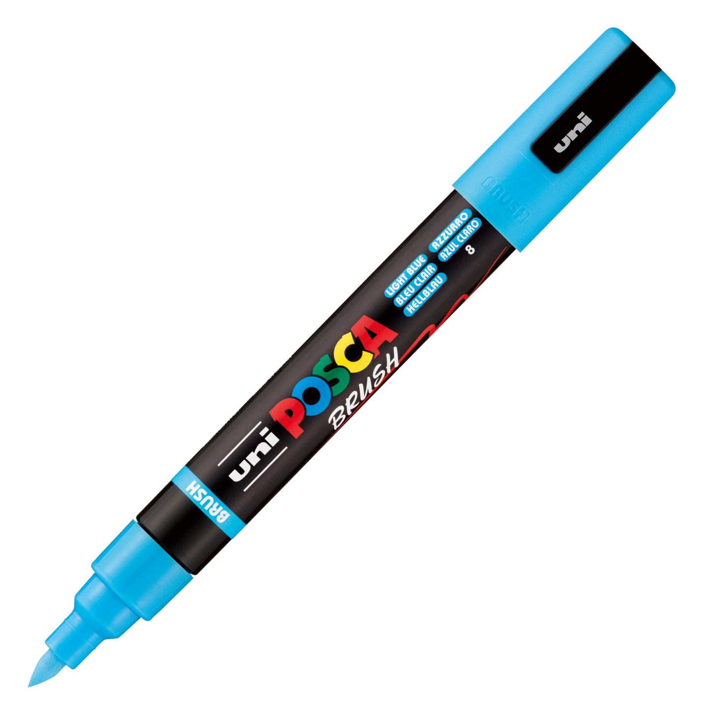 Marcatore a base d'acqua Uni Posca PC5MBR - punta brush 1.0 - 4.0mm - azzurro - Uni Mitsubishi