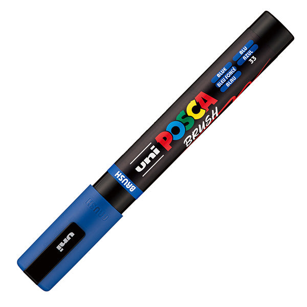 Marcatore a base d'acqua Uni Posca PC5MBR - punta brush 1.0 - 4.0mm - blu - Uni Mitsubishi