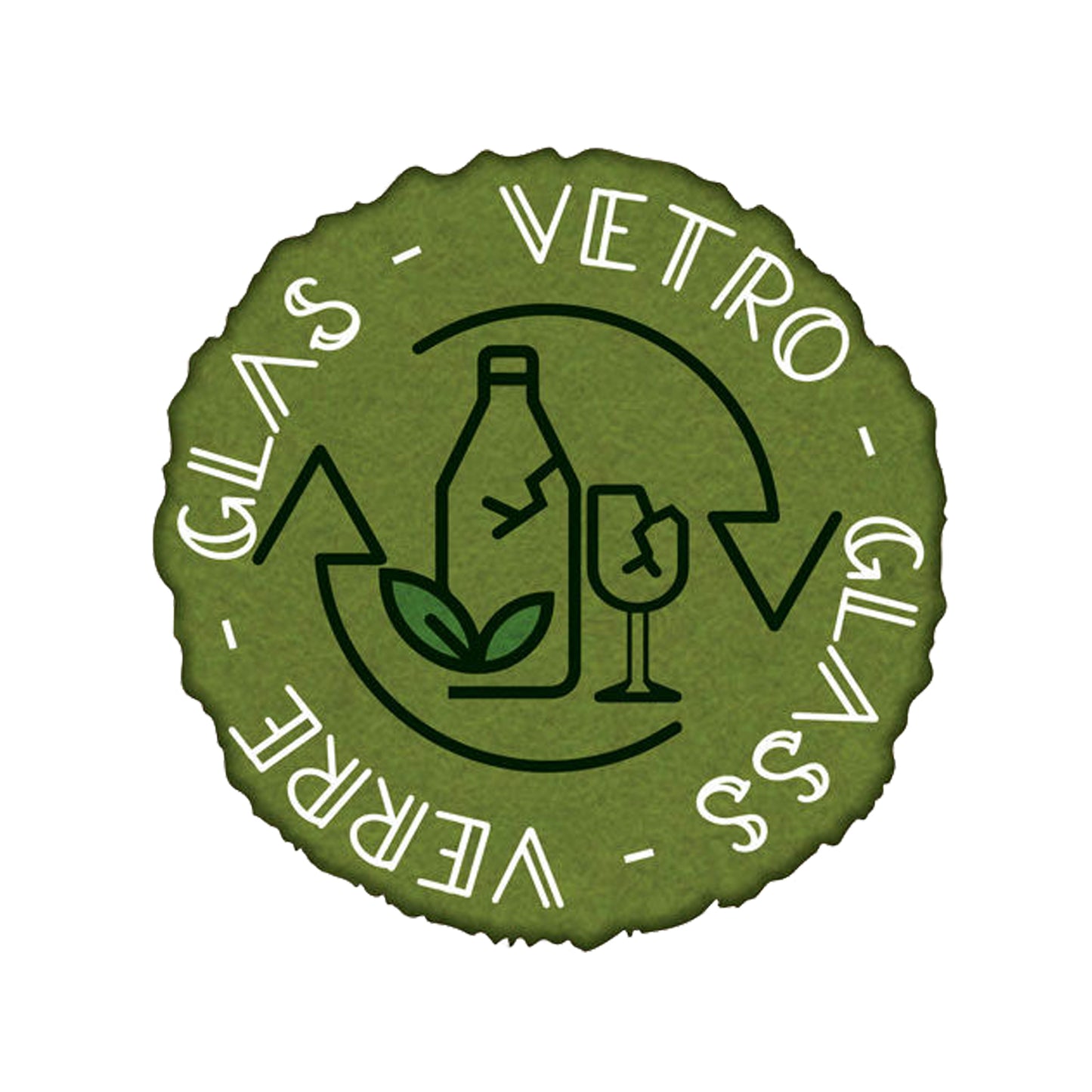 Etichetta in vinile raccolta differenziata Stik - vetro - autoadesiva - 10,5 x 10,5 cm - PVC - verde - Medial International