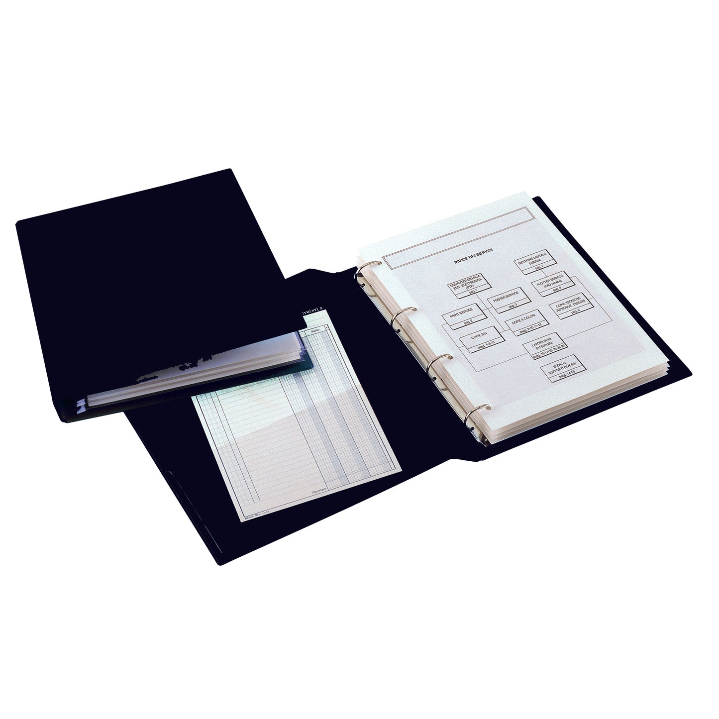 Raccoglitore Sanremo 2000 - 25 x 35 cm - 4 anelli a D 25 mm - dorso 4 cm - nero - Sei Rota