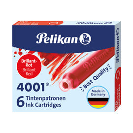 Cartucce inchiostro 4001 (TP/6) - lunghezza 39mm - rosso - Pelikan - conf. 6 pezzi
