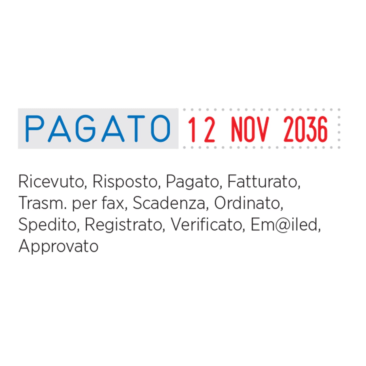 Timbro Mini Info S120/WD Datario + Polinomio - 12 diciture 4 mm - autoinchiostrante - Colop