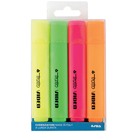 Evidenziatore Tratto Video - punta a scalpello - tratto da 1,0-5,0mm - astuccio 4 colori - Tratto