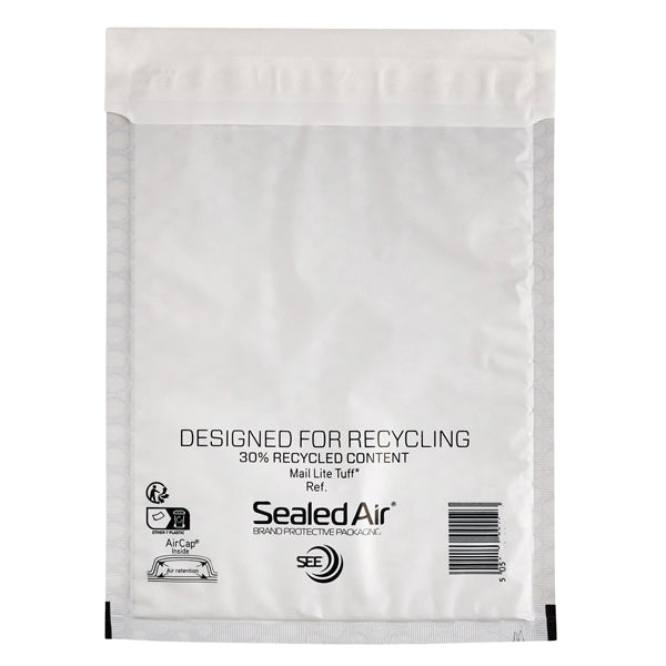 Busta imbottita Mail Lite Tuff Cushioned - impermeabile - D (18 x 26 cm) - bianco - Sealed Air - conf. 10 pezzi