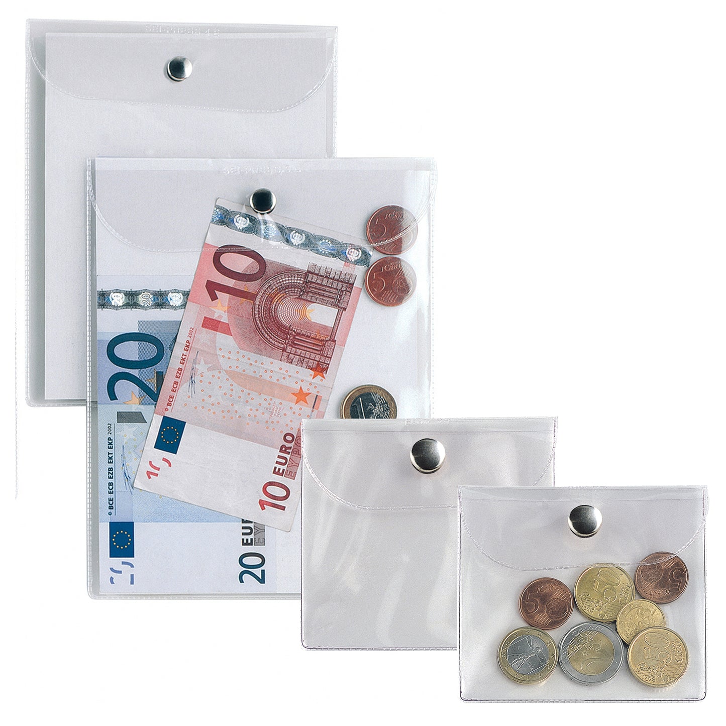 Busta con bottone Press 5E - PVC - 13 x 18 cm - trasparente - Sei Rota