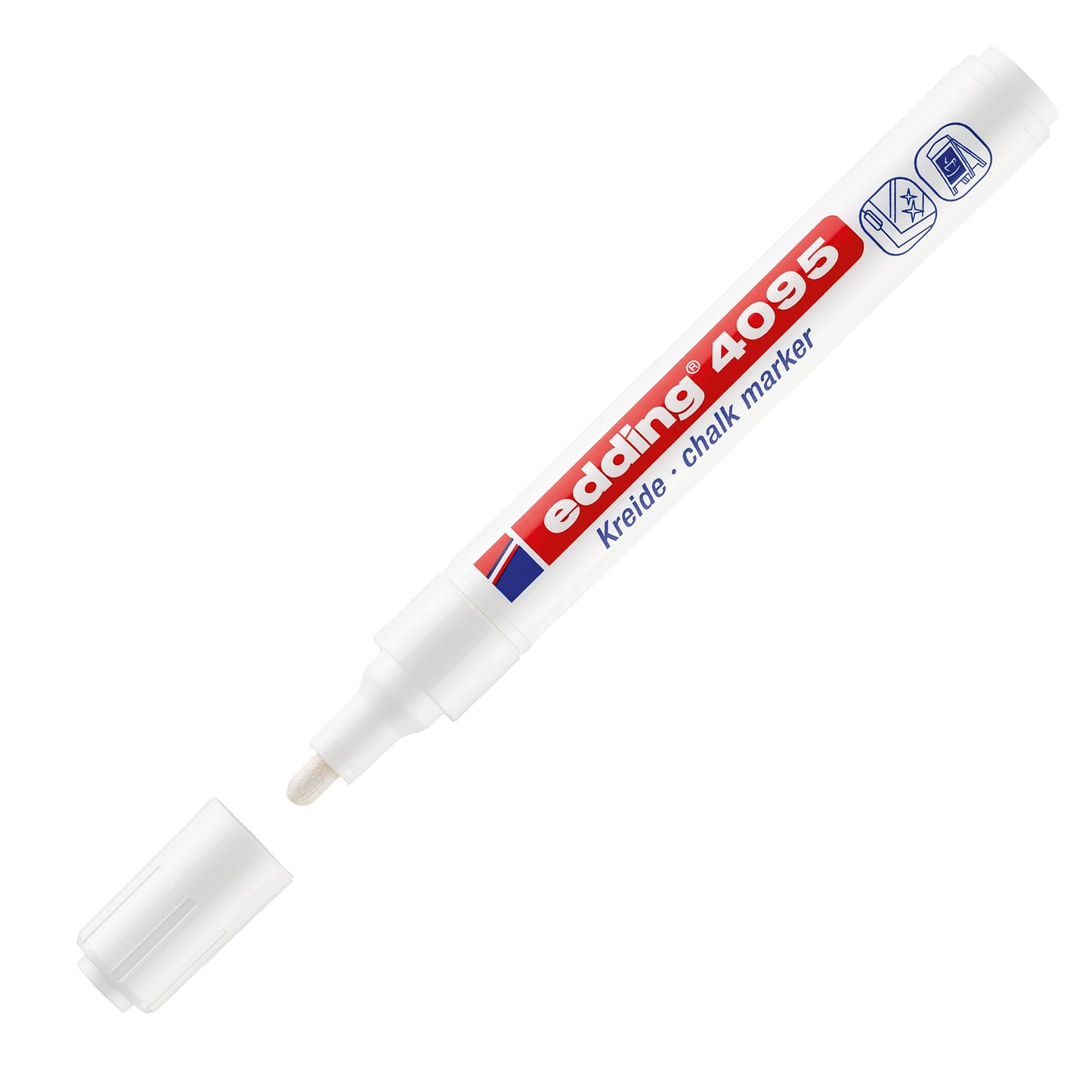 Marcatore a gesso liquido 4095 - punta tonda - da 2 a 3mm - bianco - Edding
