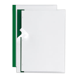 Cartellina per rilegatura Poli 200 - A4 - PP - trasparente buccia - dorso verde - Sei Rota - conf. 10 pezzi