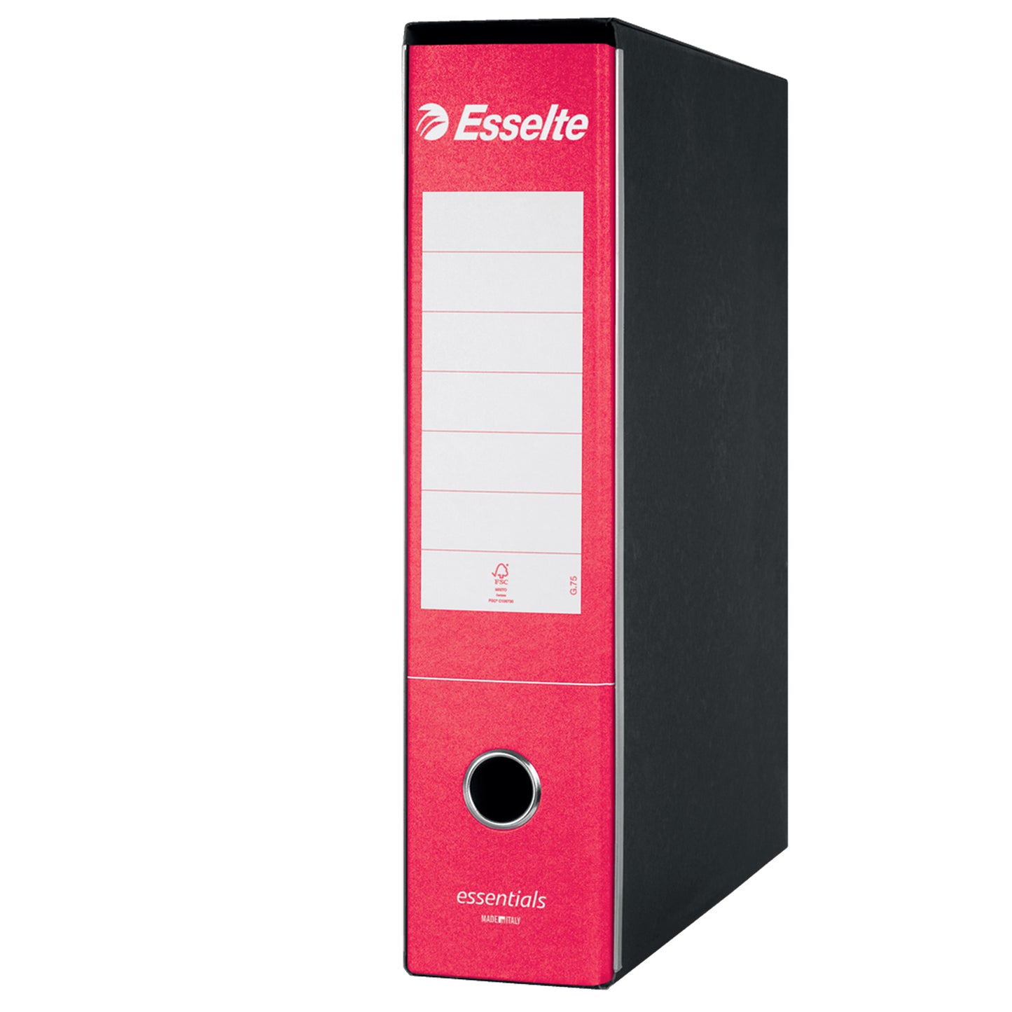 Registratore Essentials G75 - dorso 8 cm - protocollo 23 x 33 cm - rosso - Esselte