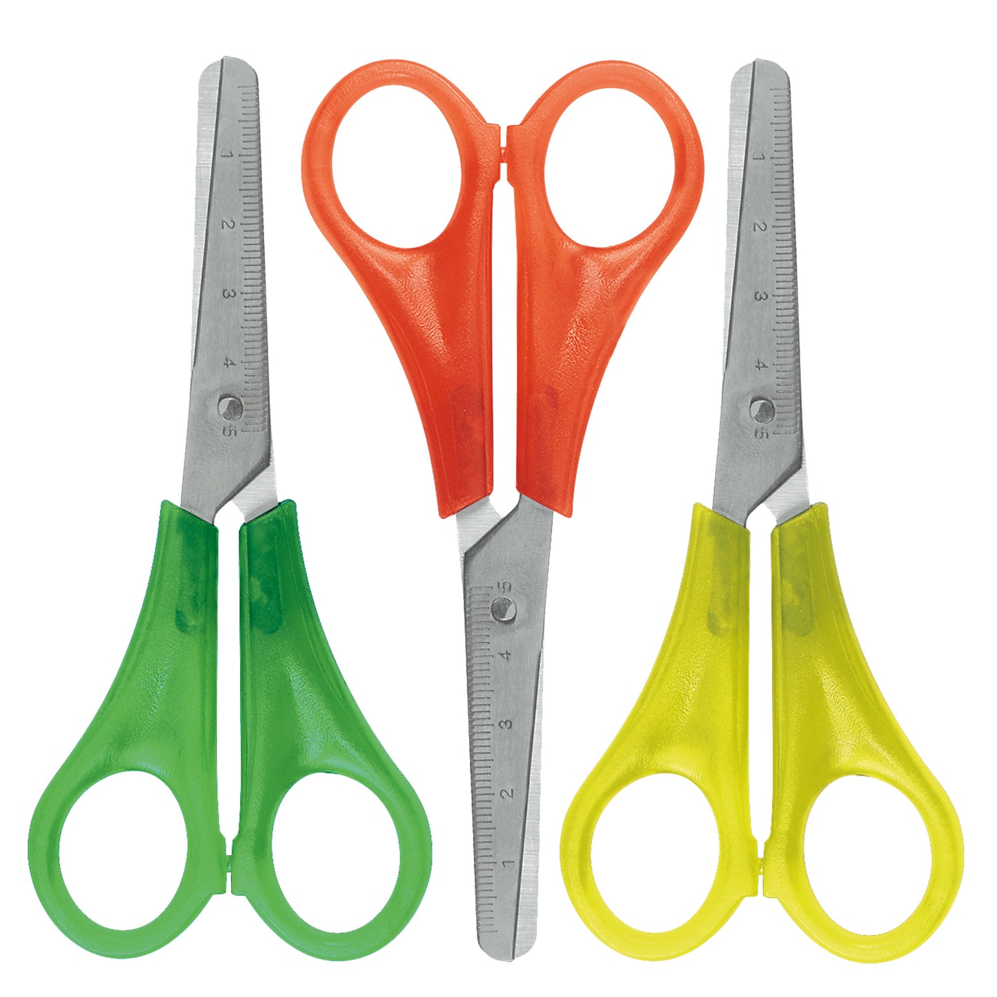 Forbici per mancini centimetrate - 13,5 cm - colori assortiti - Lebez - barattolo 24 pezzi
