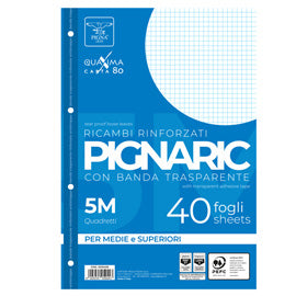 Ricambi forati rinforzati Pignaric - A4 - 5mm - 80gr - Pigna - conf. 40 pezzi