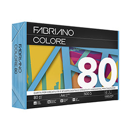 Carta Fabriano Colore - A4 - 80 gr - colori forti azzurro - Fabriano - conf. 500 fogli