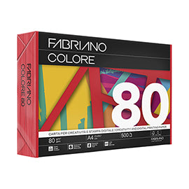 Carta Fabriano Colore - A4 - 80 gr - colori forti rosso - Fabriano - conf. 500 fogli