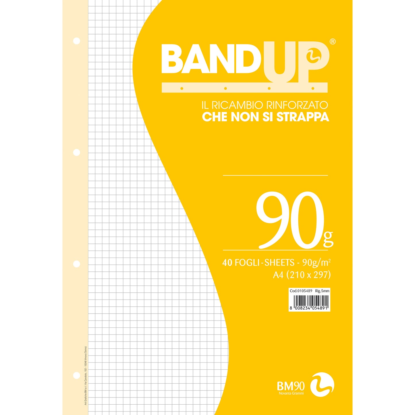 Ricambi BandUp forati rinforzati - A4 - 5mm - 90gr - BM - conf. 40 pezzi