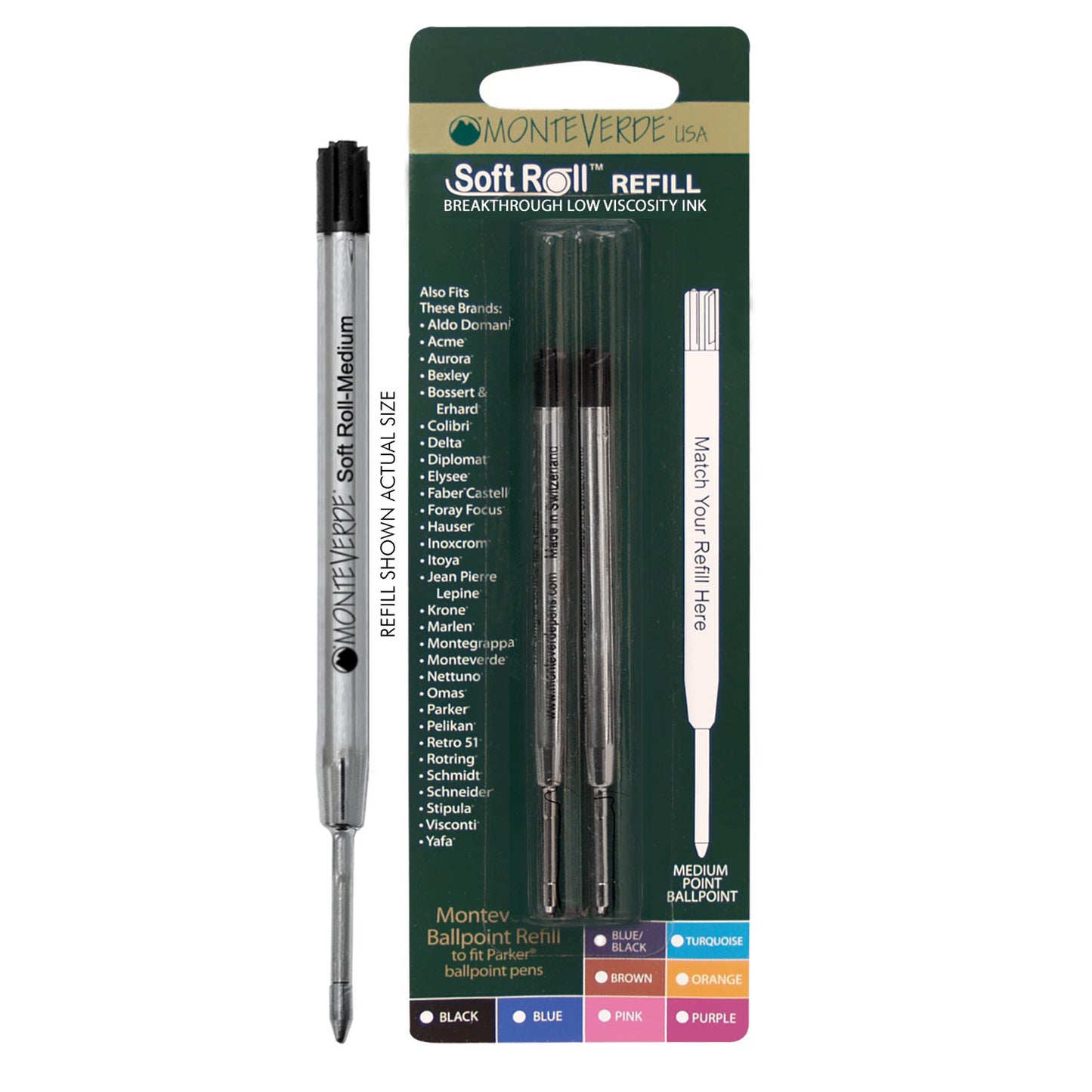 Refill per sfera Parker - punta media - nero - Monteverde - conf. 2 pezzi