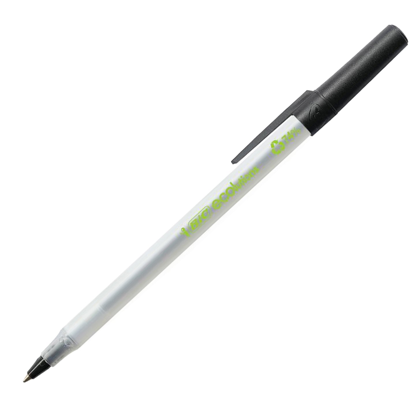 Penna a sfera a scatto con cappuccio ECOlutions - punta 1,0mm - nero - Bic - conf. 60 pezzi