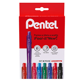 Penna a sfera a scatto Feel It Wow!- punta 1,0 mm - 8 colori - Pentel - astuccio 8 penne