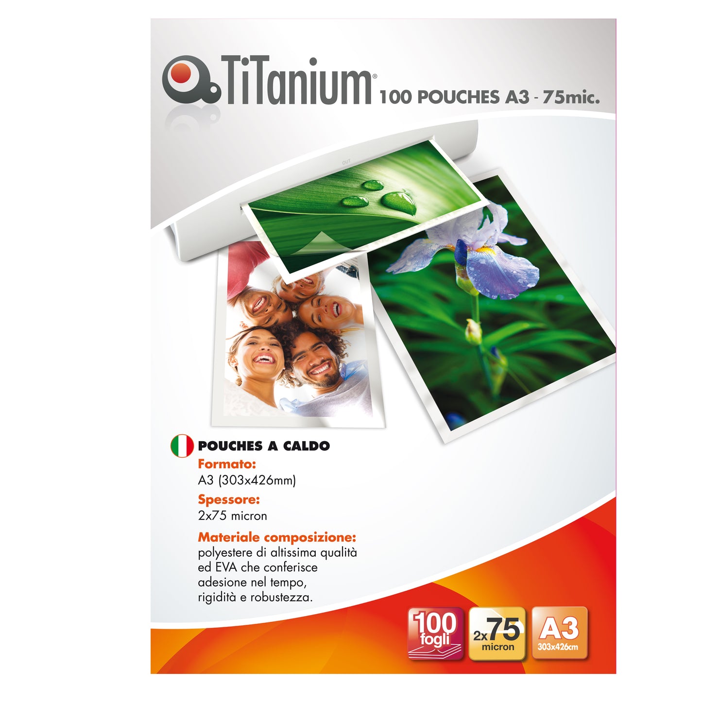 Pouches - A3 - 303x426 mm - 2x75 micron - Titanium - conf. 100 pezzi