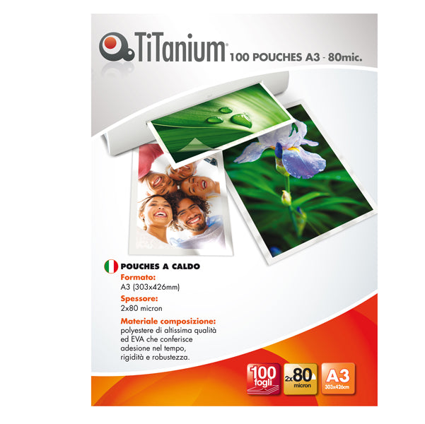 Pouches - A3 - 303x426 mm - 2x80 micron - Titanium - conf. 100 pezzi