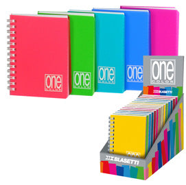 Miniquaderno One Color PP - A6 - 1 rigo - 80 fogli - 80 gr - c/fori - spiralato - Blasetti - expo 14 pezzi