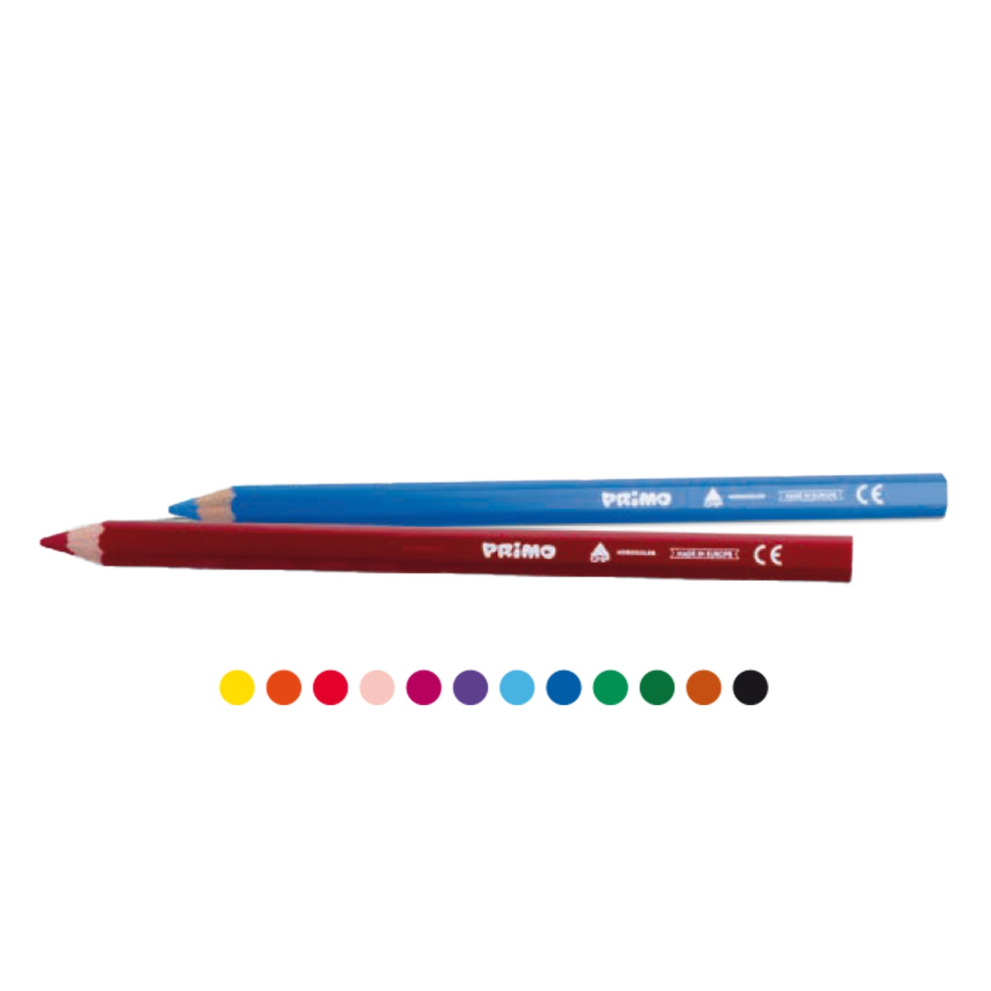 Matite colorate Jumbo - diametro mina 5,5 mm - 12 colori - Primo - astuccio 120 pezzi