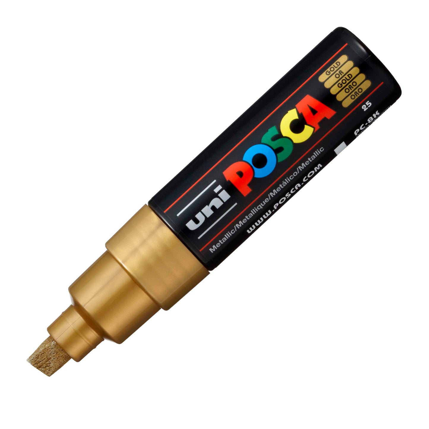 Marcatore Uni Posca PC8K - punta a scalpello 8mm - oro - Uni Mitsubishi