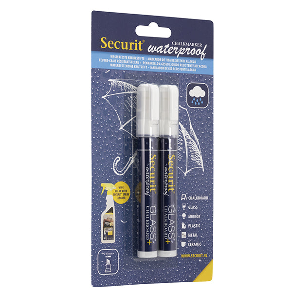 Marcatore a gesso liquido waterproof - punta da 2,00-6,00mm - bianco - Securit - conf. 2 pezzi