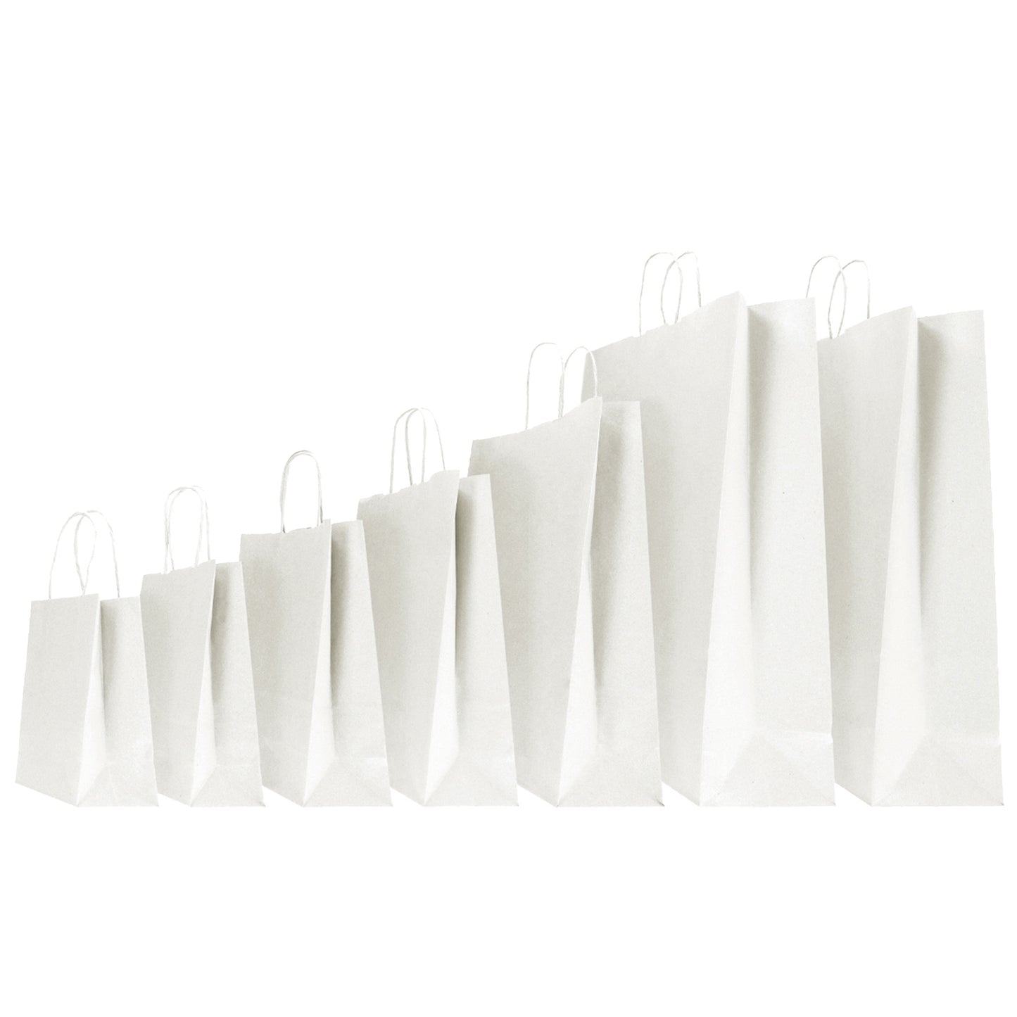 Shopper - maniglie cordino - 54 x 14 x 45 cm - carta kraft - bianco - Mainetti Bags - conf. 10 pezzi
