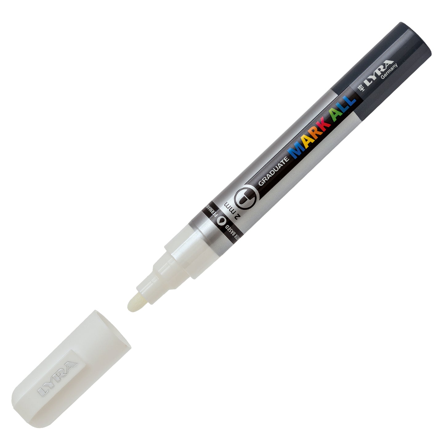 Marcatore a base d'acqua Graduate Mark All - punta tonda 2mm - bianco - Lyra