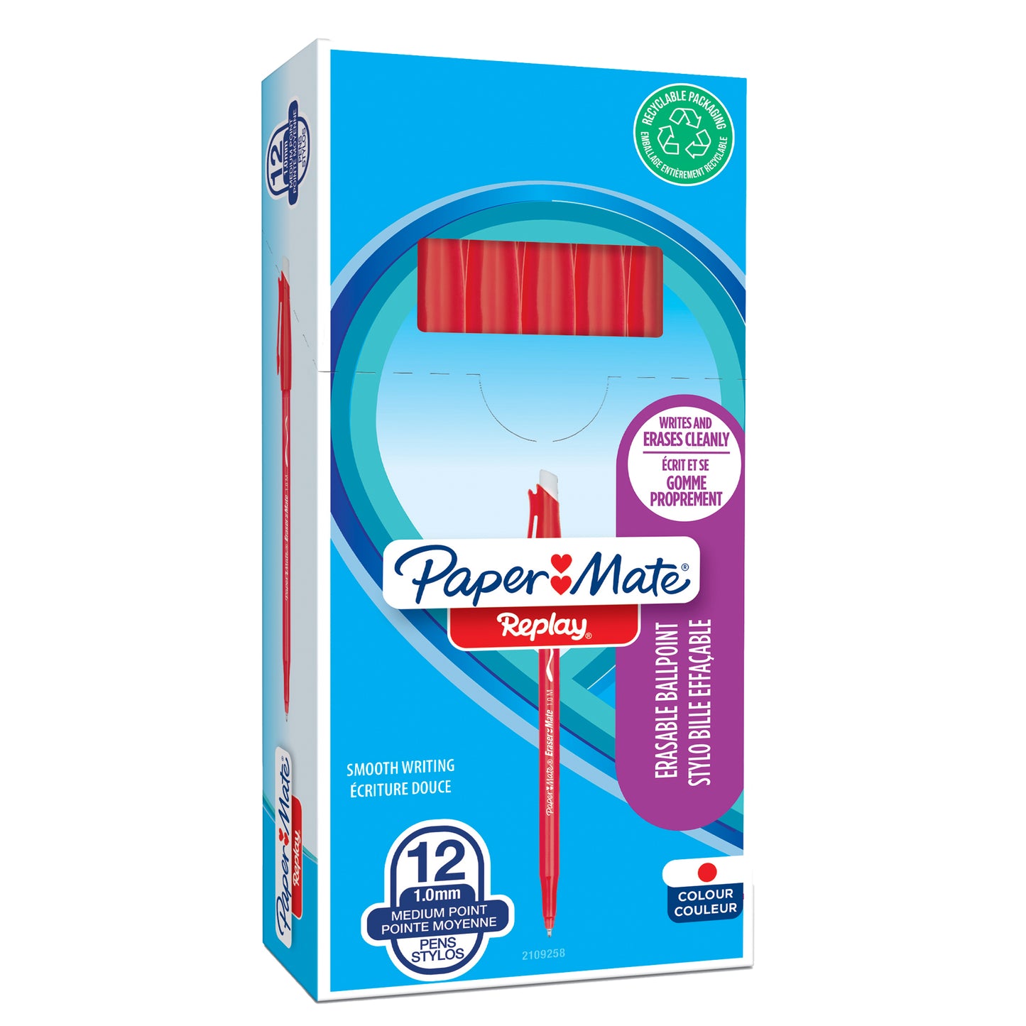 Penna a sfera con cappuccio Replay - cancellabile - punta 1 mm - rosso - Papermate