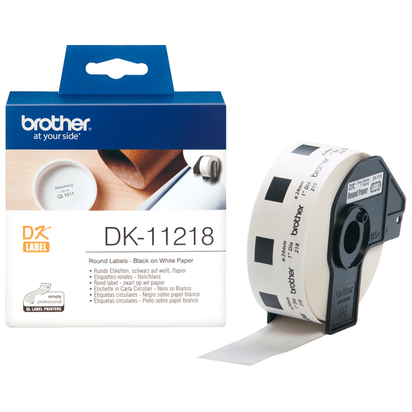 Brother - Rotolo 1000 Etichette circolari adesive diam. 24 mm - DK-11218
