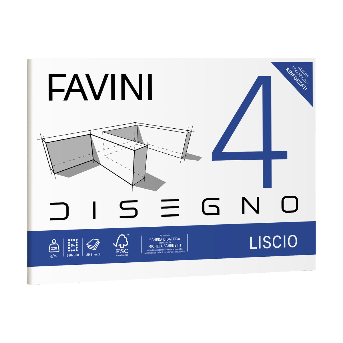 Album da disegno Favini 4 – 24×33 cm – 220 g – 20 fogli – liscio