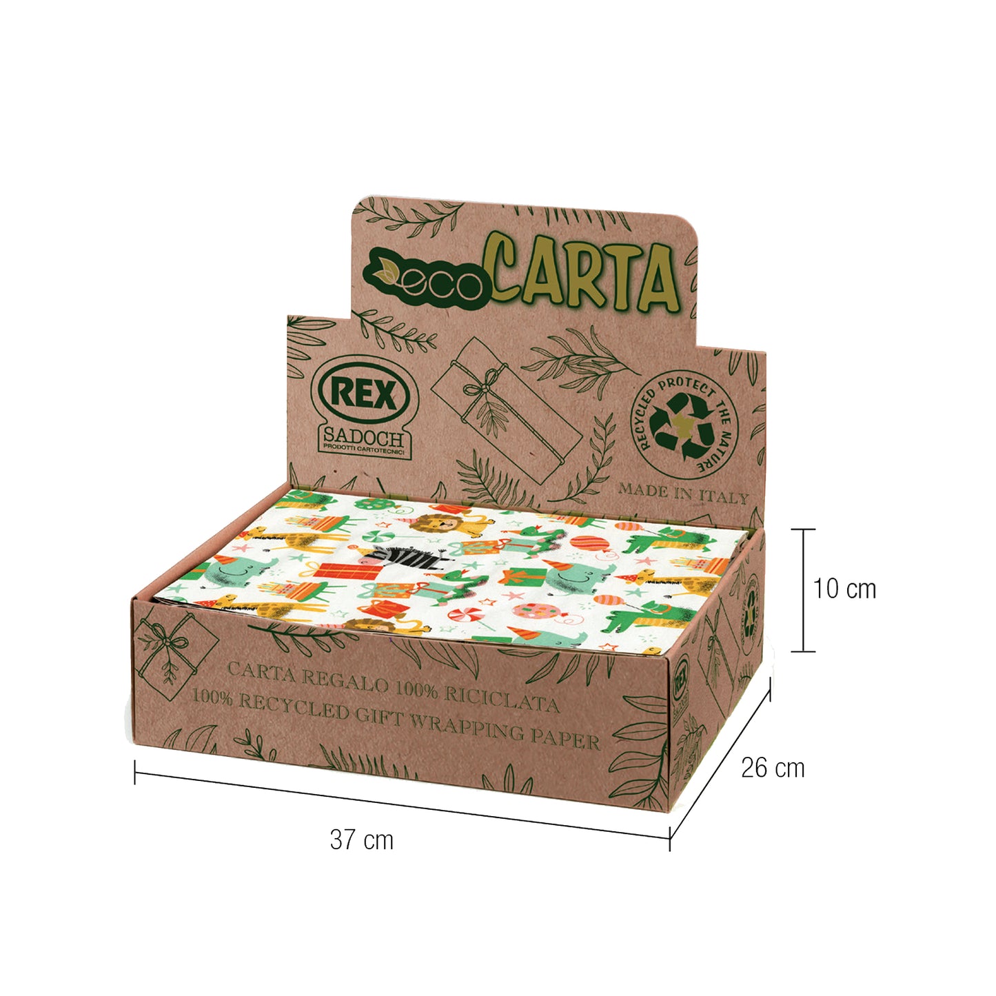 Carta regalo riciclata Graphic - 100 fogli - 70x100cm - fantasie assortite - Rex Sadoch