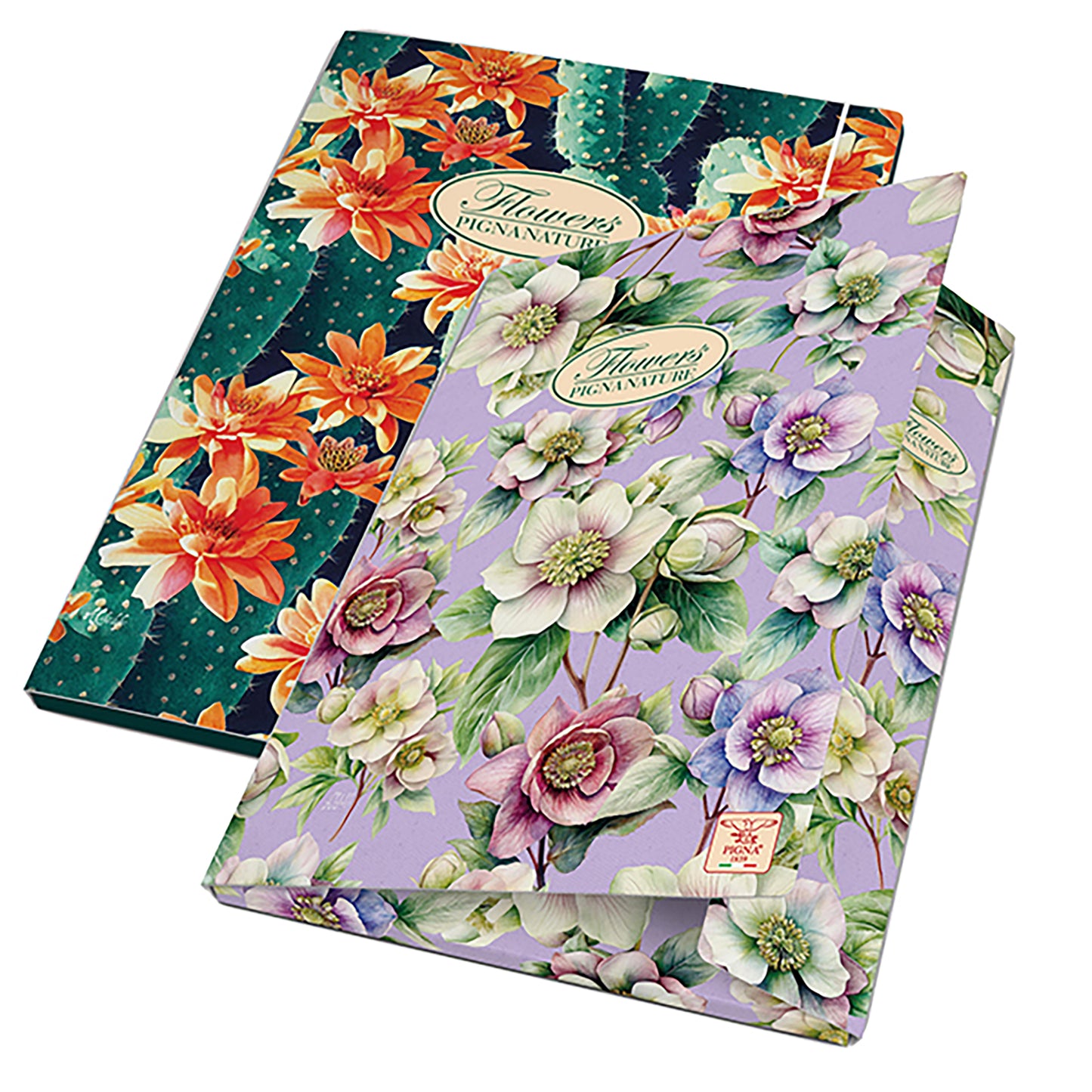 Cartella 3 lembi con elastico Nature Flowers - A4 - dorso 1,5cm - fantasie assortite - Pigna