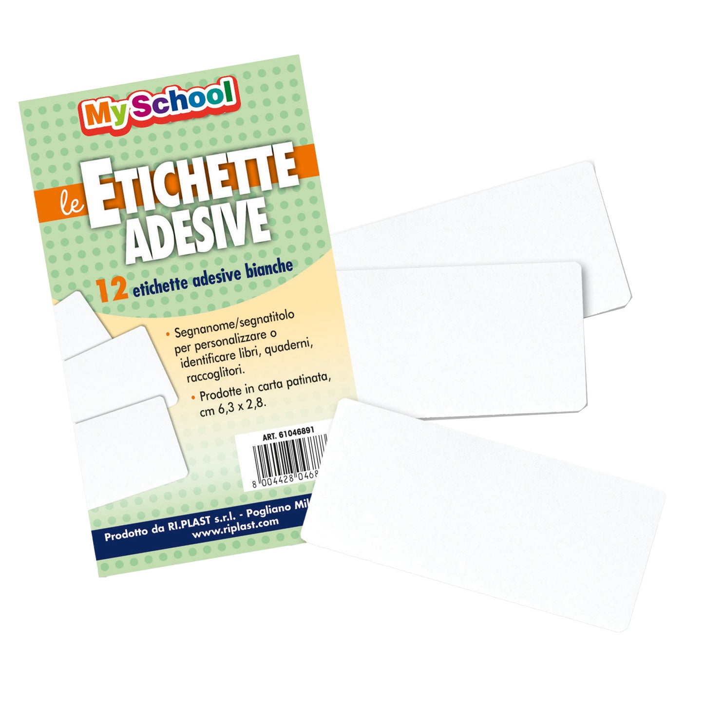 Etichetta adesiva segnanome - 6,3 x 2,8 cm - bianco - Colorosa - conf. 12 pezzi