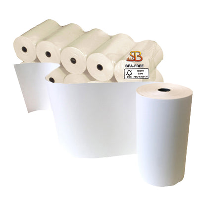 Rotolo per calcolatrice e stampante - 80 mm x 80 m - 55 gr - diametro esterno 77 mm - anima 12 mm - carta termica BPA free - Sabacart - blister 10 pezzi