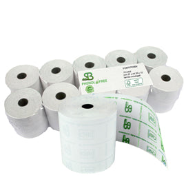 Rotolo per registratore cassa - lunga durata - 57,5 mm x 80 m - 55 gr - diametro esterno 77 mm - anima 12 mm - carta termica - Sabacart - blister 10 pezzi
