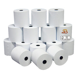 Rotolo registratore cassa - 57,5 mm x 20 m - 60 gr - diametro esterno 50 mm - anima 12 mm - carta pura cellulosa - Sabacart - blister 10 pezzi