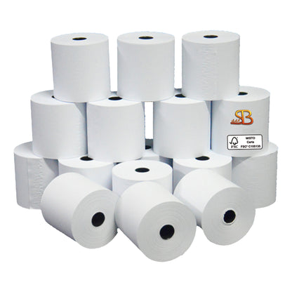 Rotolo registratore cassa - 57,5 mm x 20 m - 60 gr - diametro esterno 50 mm - anima 12 mm - carta pura cellulosa - Sabacart - blister 10 pezzi