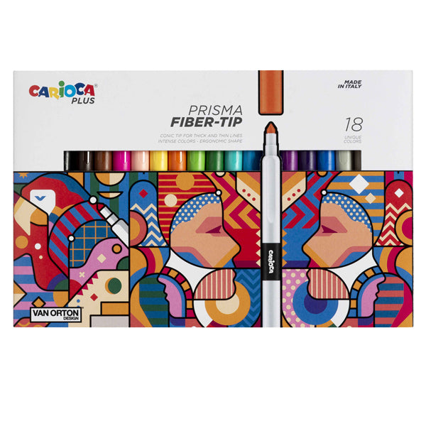 Pennarello Prisma ad acqua- punta 3,7 mm - colori assortiti - Carioca Plus - conf. 18 pezzi