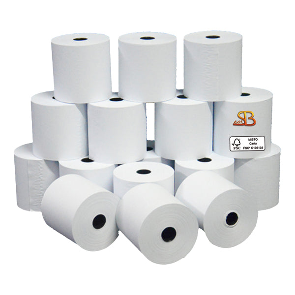 Rotolo per calcolatrice - 74 mm x 35 m - 60 gr - diametro esterno 60 mm - anima 12 mm - carta neutra - Sabacart - blister 10 pezzi
