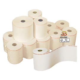 Rotolo per bilancia - 57,5 mm x 30 m - 55 gr - diametro esterno 50 mm - anima 12 mm - carta termica BPA free - Sabacart - blister 10 pezzi