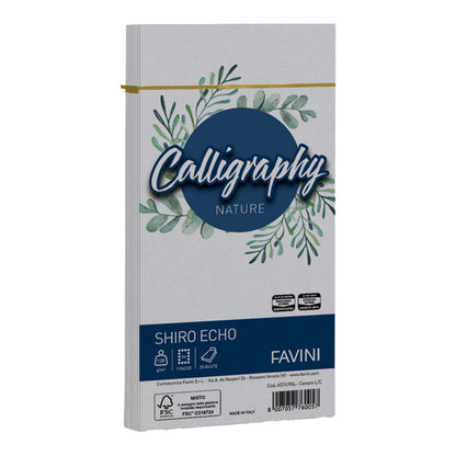Busta Calligraphy Shiro Eco - 110 x 220 mm - 120 gr - cenere - Favini - conf. 25 pezzi