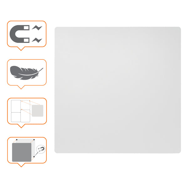 Lavagna magnetica modulare - senza cornice - 45 x 45 cm - acciaio - bianco - Nobo