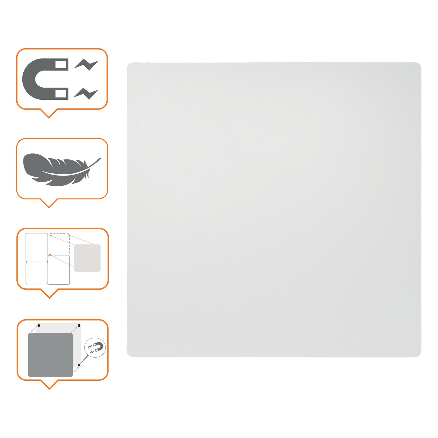 Lavagna magnetica modulare - senza cornice - 60 x 45 cm - acciaio - bianco - Nobo